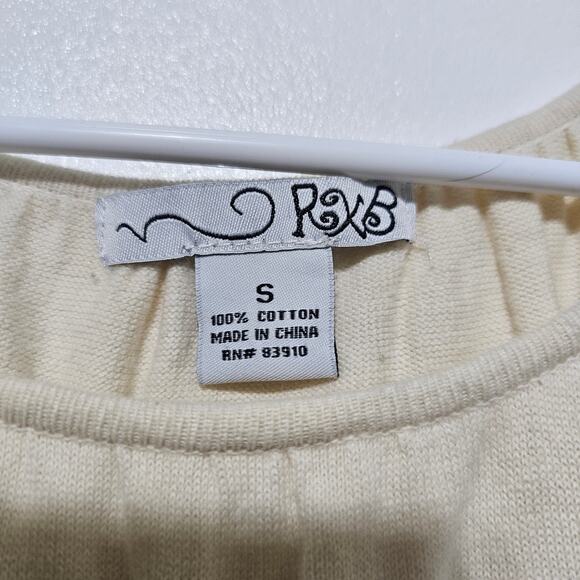 RXB Blouse Embroidered Floral Ivory Knitted Cotton Women's Size Small - Picture 4 of 5